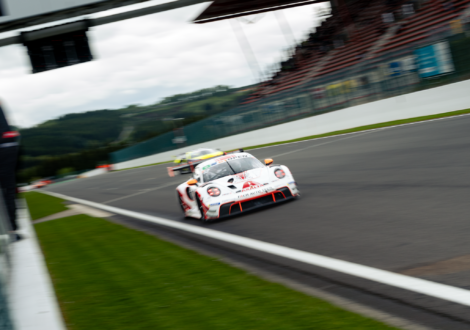 The Red-White Porsche winning 1st Place ProAm and Am. Fach Auto Tech winning in first place in ProAm and Am class at the 6H GT-Open at Spa 2026!